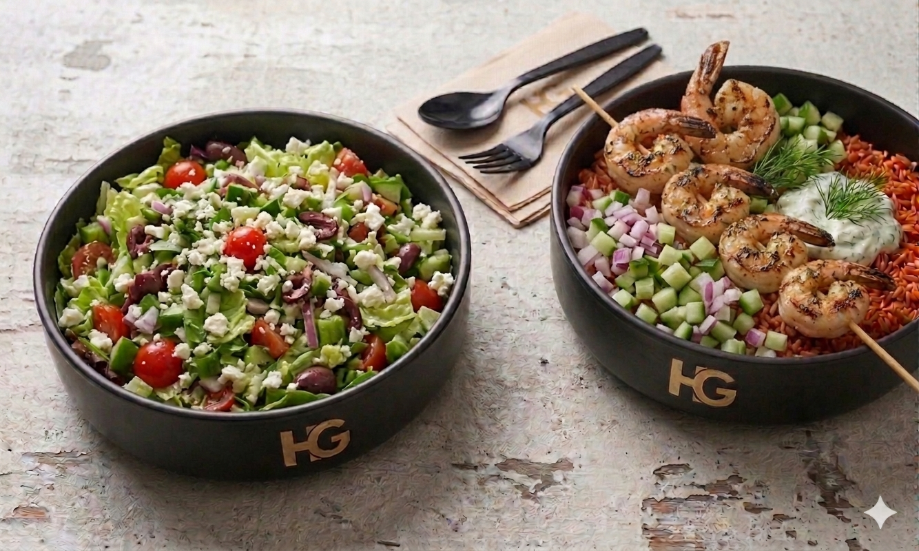 Fresh Mediterranean salads with quality ingredients